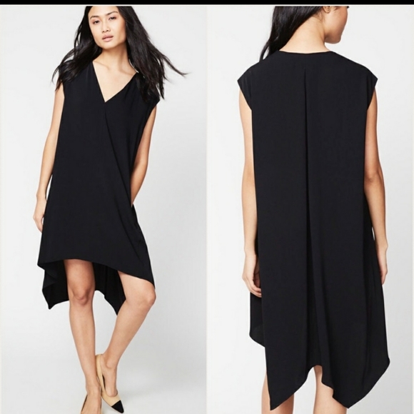 New RACHEL Black V Neck Tunic High Low swing dress - Picture 11 of 12